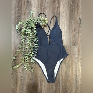 ZAFUL Open Back Lace up Plunge One Piece Swimwear NEW Women’s size Medium